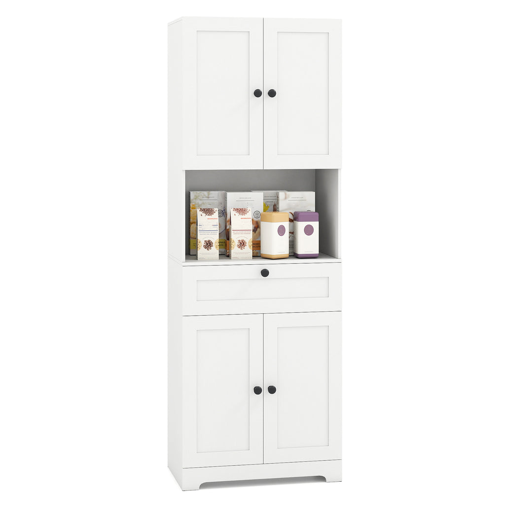 67.5 Inch Tall Modern Freestanding Floor Storage Cabinet with 4 Doors and 1 Drawer-White