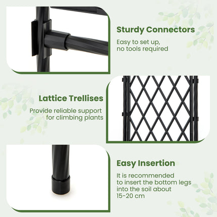 67 x 83 Inch Garden Arch Trellis Metal Pergola Arbor for Climbing Plants-Black