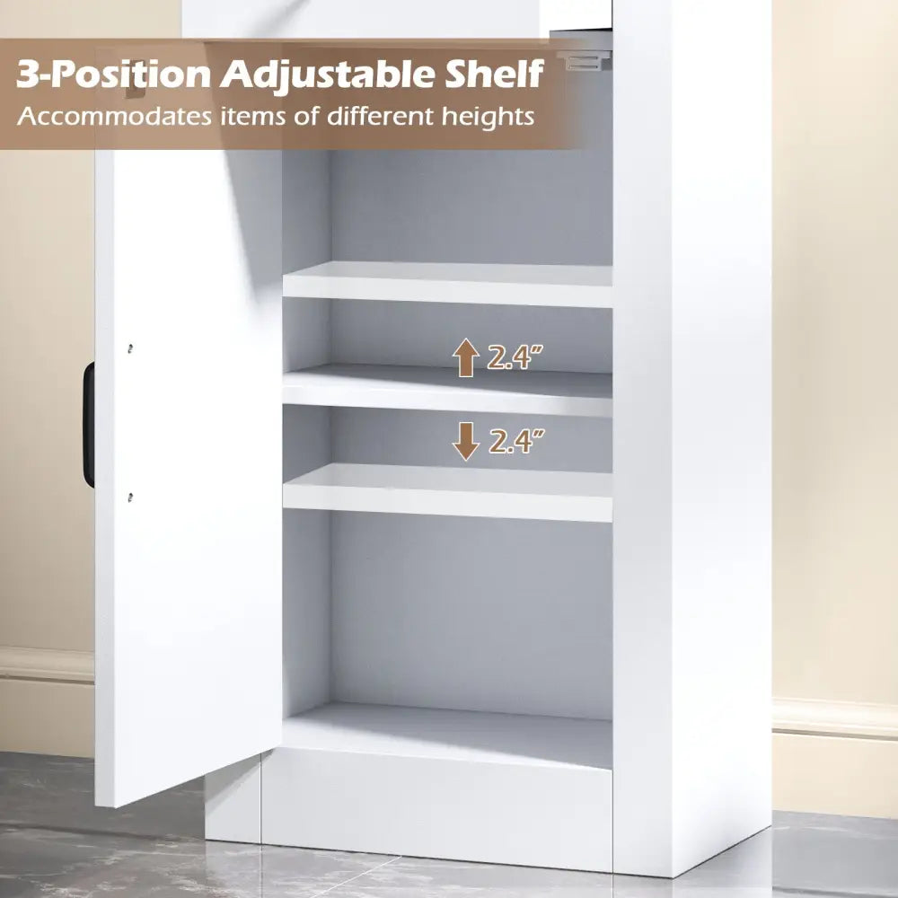 68 inch Tall Bathroom Cabinet with Barn Door Narrow Slim Storage Organizer Unit with Drawer-White - White - Floor
