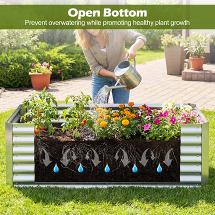 68 x 33 x 21 Inch Galvanized Raised Garden Bed with Cover-Silver - Silver - Raised Garden Beds