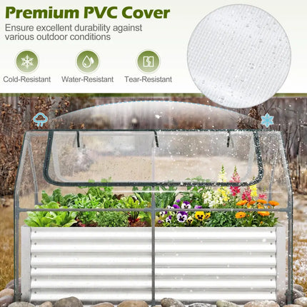 68 x 33 x 21 Inch Galvanized Raised Garden Bed with Cover-Silver - Silver - Raised Garden Beds