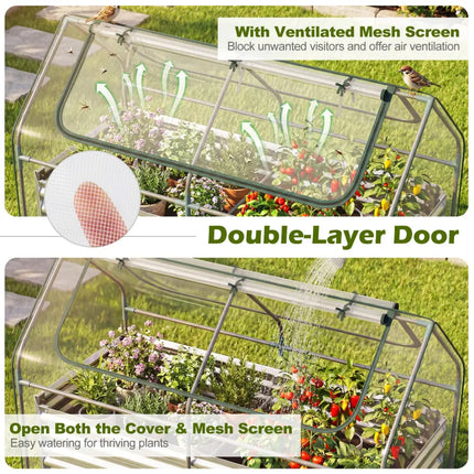 68 x 33 x 21 Inch Galvanized Raised Garden Bed with Cover-Silver - Silver - Raised Garden Beds