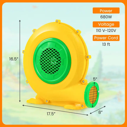 680W Air Blower Air Pump Fan with Convenient Handle and Ground Stakes-680W - Yellow - Air Blowers