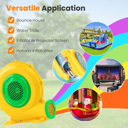 680W Air Blower Air Pump Fan with Convenient Handle and Ground Stakes-680W - Yellow - Air Blowers
