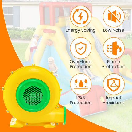 680W Air Blower Air Pump Fan with Convenient Handle and Ground Stakes-680W - Yellow - Air Blowers