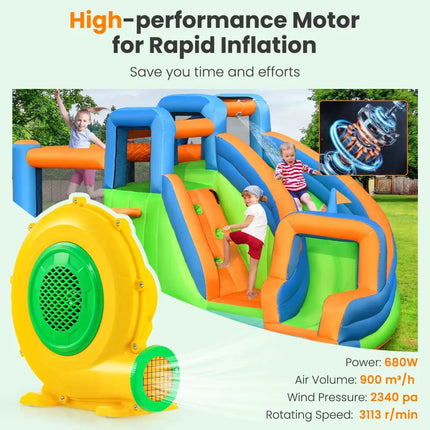 680W Air Blower Air Pump Fan with Convenient Handle and Ground Stakes-680W - Yellow - Air Blowers