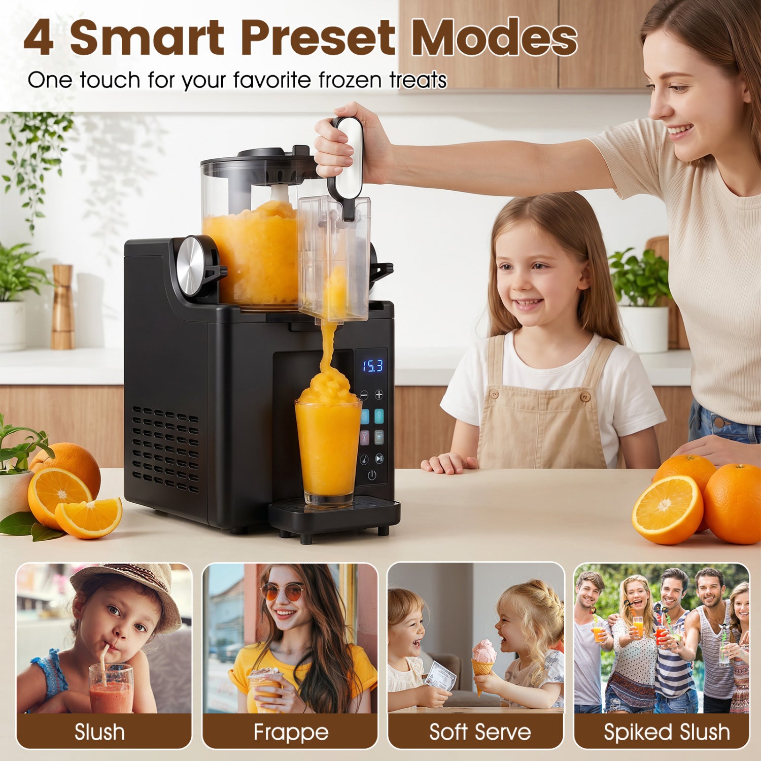 68 oz Frozen Drink Maker and Slushy Machine for Home-Black