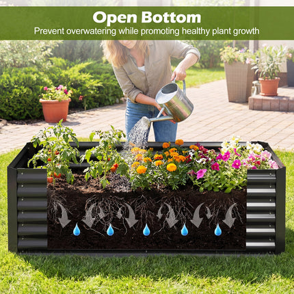 68 x 33 x 21 Inch Galvanized Raised Garden Bed with Cover-Black