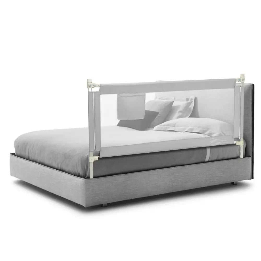 69.5 Inches Toddler Bedrail with Anti-Collision Cotton and Side Pocket-Gray - Gray - Bed Rails