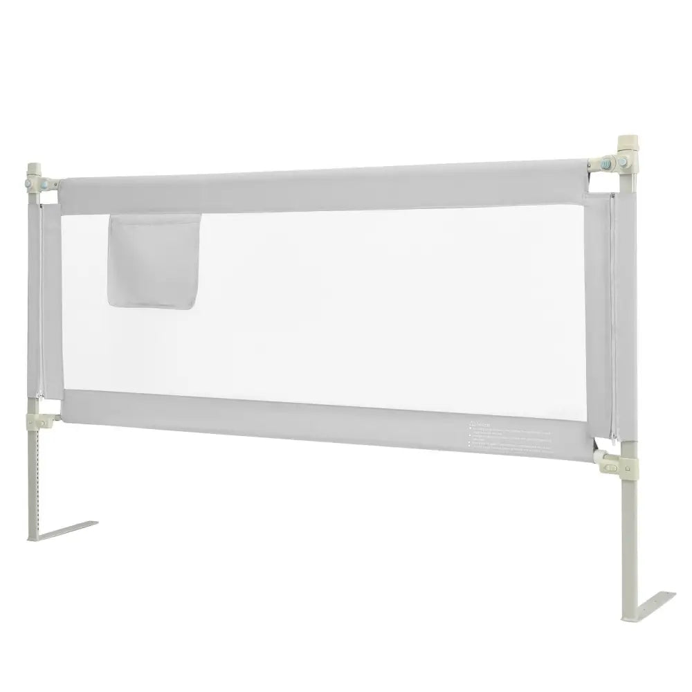 69.5 Inches Toddler Bedrail with Anti-Collision Cotton and Side Pocket-Gray - Gray - Bed Rails