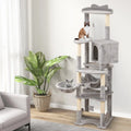 69 Inch Multi-level Cat Tree with Top Perch and Cozy Condo - Gray - Cat Trees Condos & Scratchers