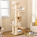 69 Inches Tall Cat Tree with Cozy Top Perch and Washable Plush Cushions - Natural - Cat Trees Condos & Scratchers