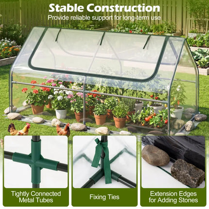 69 x 33 x 12 Inch Galvanized Raised Garden Bed with Cover-Black - Black - Raised Garden Beds