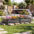 69 x 33 x 12 Inch Galvanized Raised Garden Bed with Cover-Black - Black - Raised Garden Beds