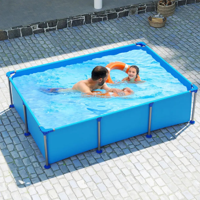 690/978/1158/1617 Gal Outdoor Family Swimming Pool with Metal Frame-6 ft - Blue - Swimming Pools