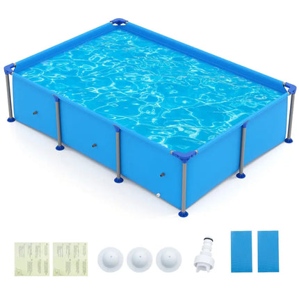 690/978/1158/1617 Gal Outdoor Family Swimming Pool with Metal Frame-6 ft - Blue - Swimming Pools