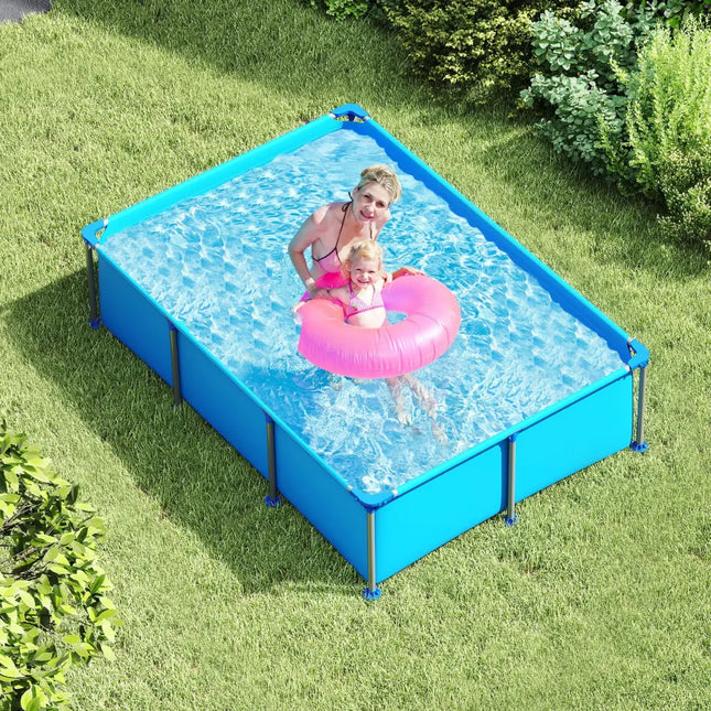 690/978/1158/1617 Gal Outdoor Family Swimming Pool with Metal Frame-6 ft - Blue - Swimming Pools