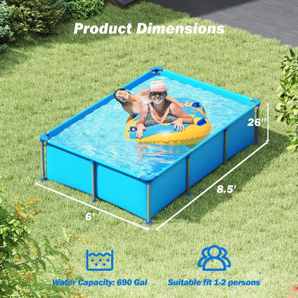 690/978/1158/1617 Gal Outdoor Family Swimming Pool with Metal Frame-6 ft - Blue - Swimming Pools