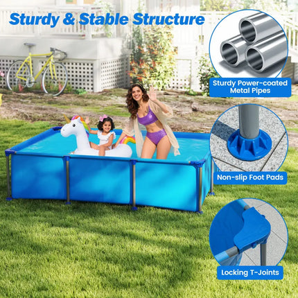 690/978/1158/1617 Gal Outdoor Family Swimming Pool with Metal Frame-6 ft - Blue - Swimming Pools