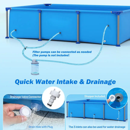 690/978/1158/1617 Gal Outdoor Family Swimming Pool with Metal Frame-6 ft - Blue - Swimming Pools