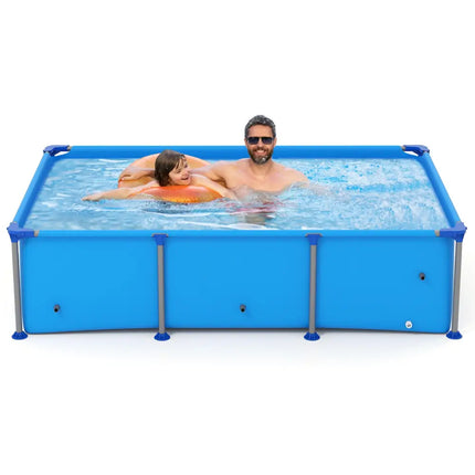 690/978/1158/1617 Gal Outdoor Family Swimming Pool with Metal Frame-6 ft - Blue - Swimming Pools