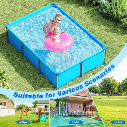 690/978/1158/1617 Gal Outdoor Family Swimming Pool with Metal Frame-6 ft - Blue - Swimming Pools