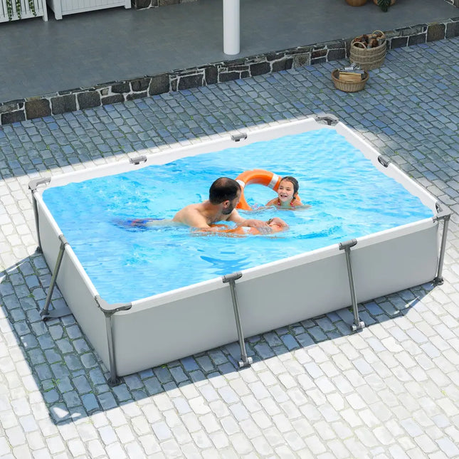 690/978/1158/1617 Gal Outdoor Family Swimming Pool with Metal Frame-10 ft - Gray - Swimming Pools