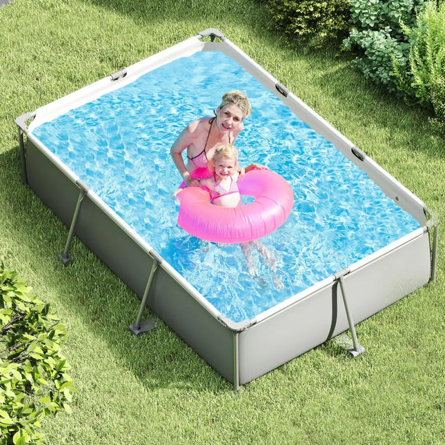 690/978/1158/1617 Gal Outdoor Family Swimming Pool with Metal Frame-10 ft - Gray - Swimming Pools