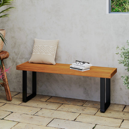 Acacia Wood Outdoor Bench 48 Inch Long Patio Dining Bench-1 Piece