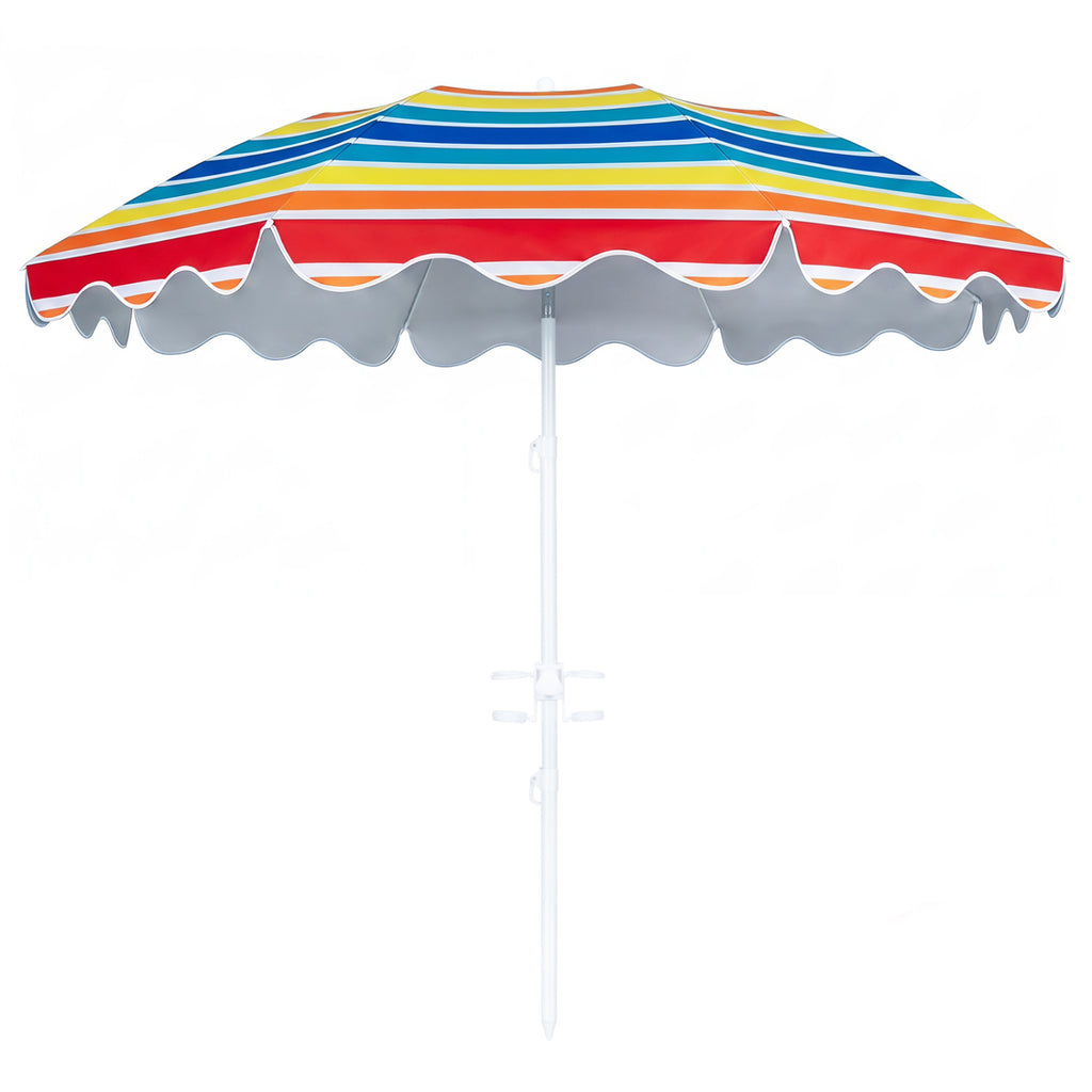6.5 FT Beach Umbrella UPF 50+ with Sand Anchor for Garden Pool Backyard-Multicolor