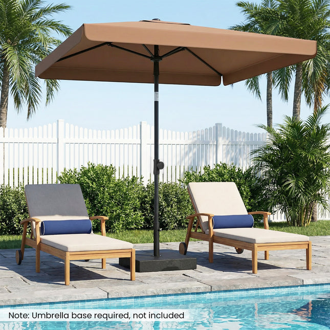 6.5 x 4.3 FT Rectangular Outdoor Balcony Umbrella with Tilt Adjust Button-Brown