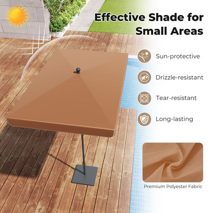 6.5 x 4.3 FT Rectangular Outdoor Balcony Umbrella with Tilt Adjust Button-Brown