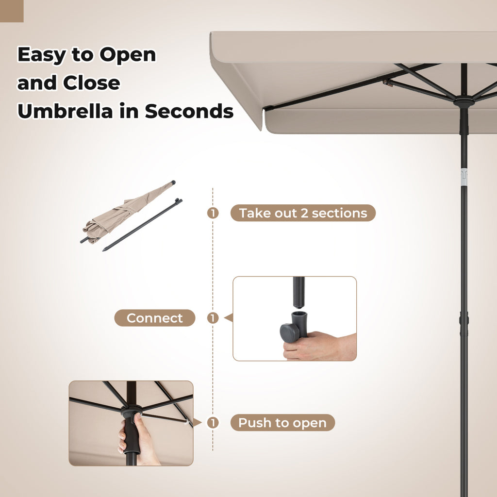 6.5 x 4.3 Feet Rectangular Outdoor Balcony Umbrella with Tilt Adjust Button-Beige