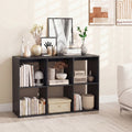 6 Cube Bookshelf with Back Guardrail for Living Room Bedroom-Black