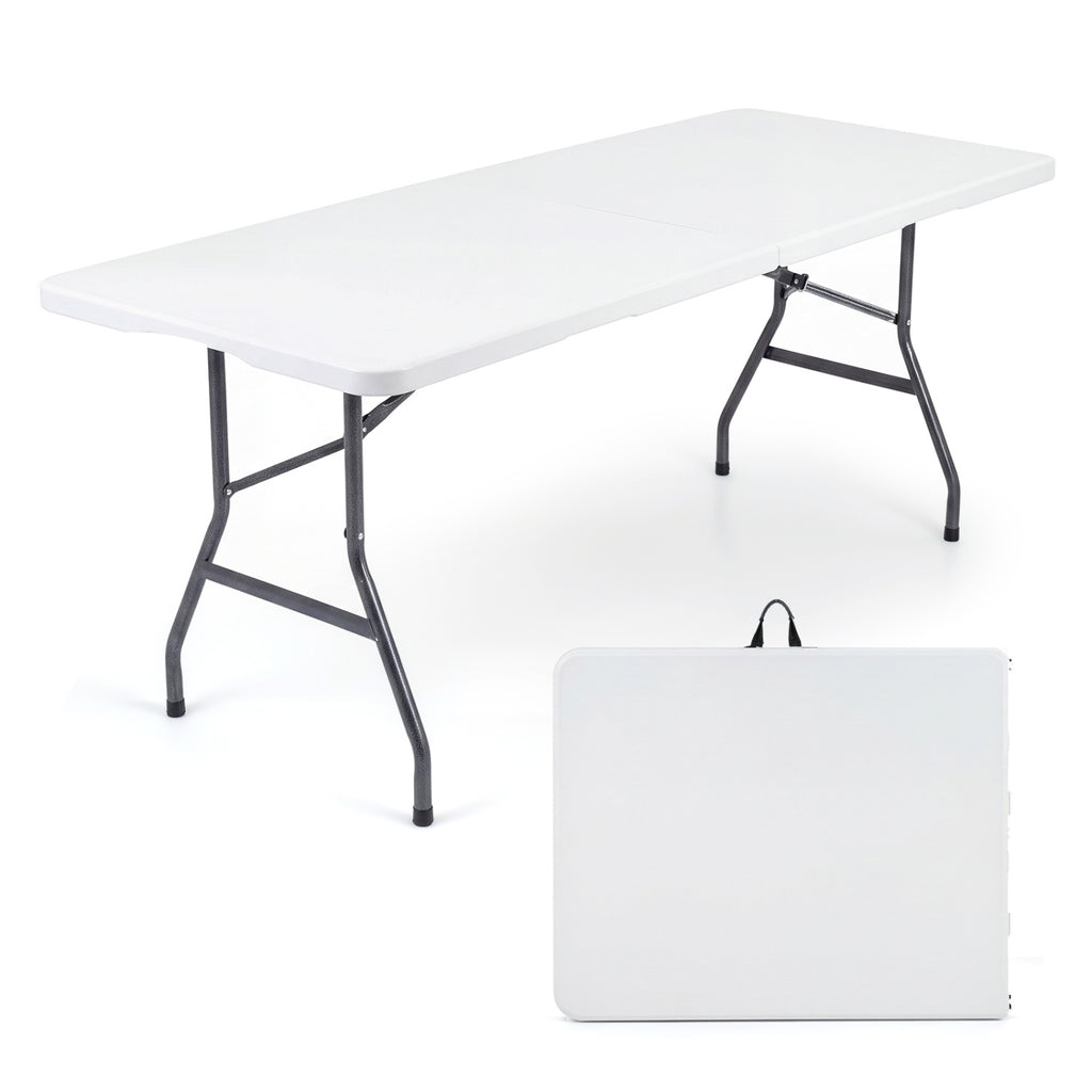 6 FT Plastic Fold-in-Half Camping Table-White