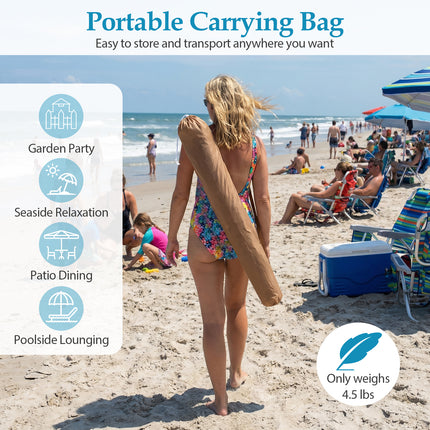 6 FT Thatched Beach Umbrella with Push Button Tilt Carrying Bag Set of 2-Natural