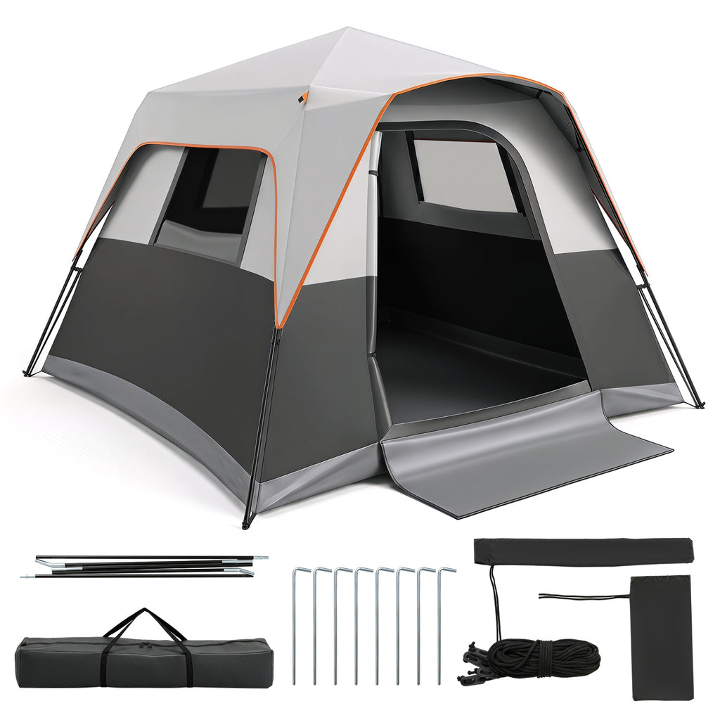 6-Person Outdoor Camping Tent Blackout Easy Setup Instant Cabin Tent with Rainfly and Carrying Bag-Grey