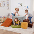 6 Pieces Foam Climbing Blocks for Kids with Slide and Tunnel-Gray