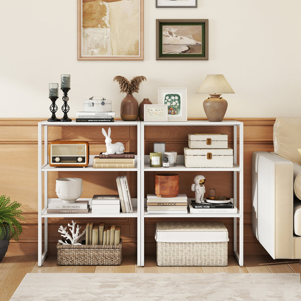6-Tier Book Shelf with Metal Frame and 4 Anti-Tipping Kits Detachable Shelves-White