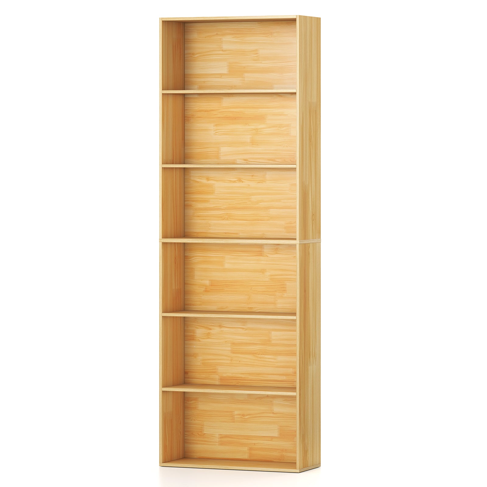 6-Tier Bookcase with 6 Open Shelves and Anti-Toppling Kits-Wood