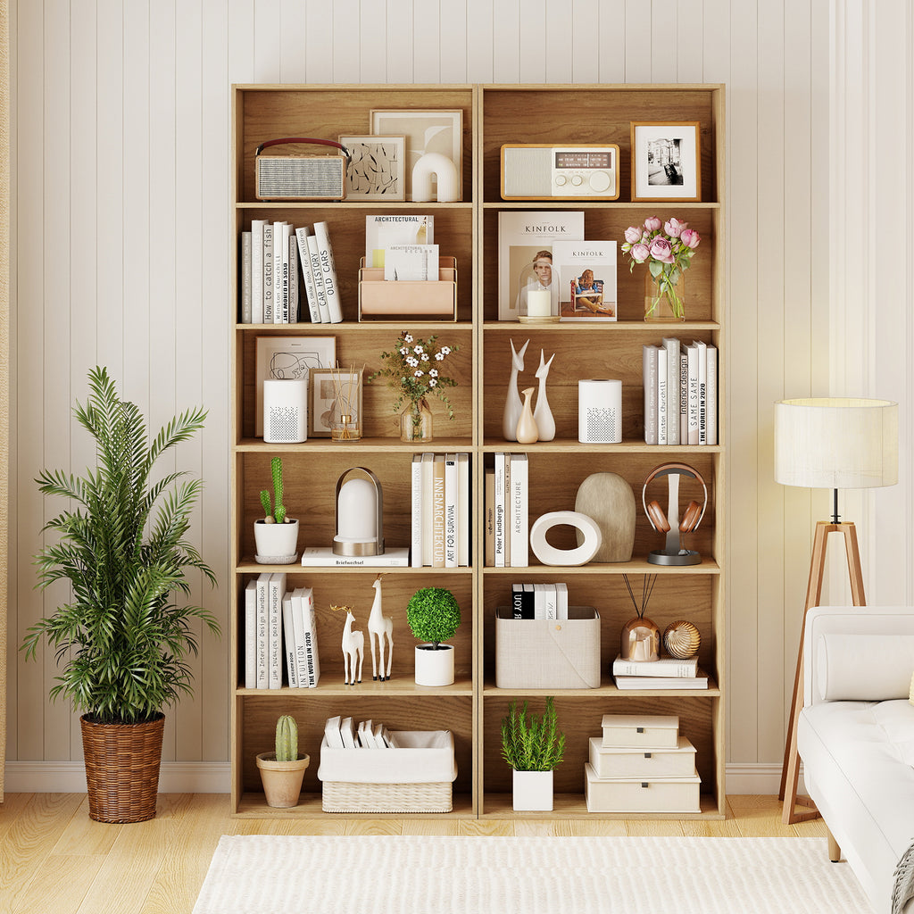 6-Tier Bookcase with 6 Open Shelves and Anti-Toppling Kits-Natural