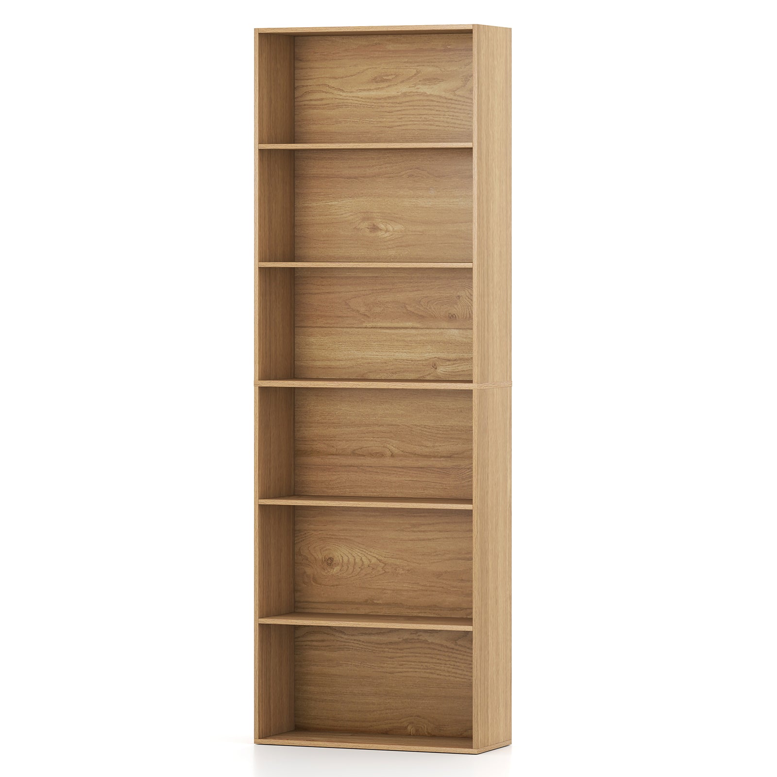 6-Tier Bookcase with 6 Open Shelves and Anti-Toppling Kits-Natural