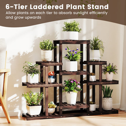 6-Tier Flower Wood Stand Plant Display Rack Storage Shelf