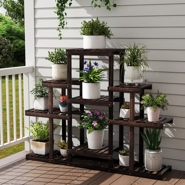 6-Tier Flower Wood Stand Plant Display Rack Storage Shelf