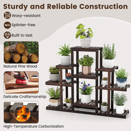 6-Tier Flower Wood Stand Plant Display Rack Storage Shelf