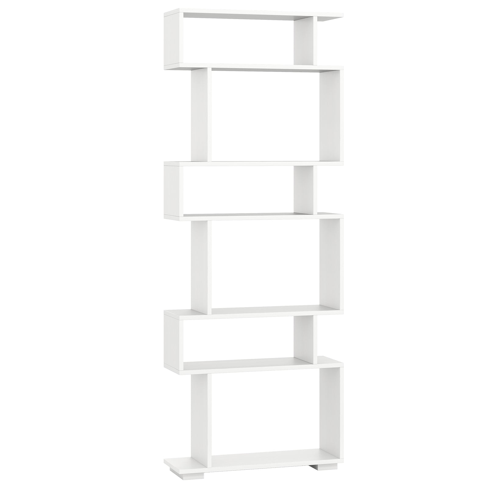 6-Tier Geometric Bookshelf with 2 Anti-Tipping Kits for Home Office-White
