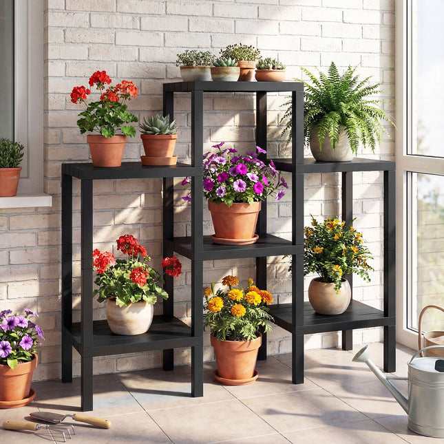6-Tier Plastic Modular Storage Shelves for Living Room and Kitchen-Black