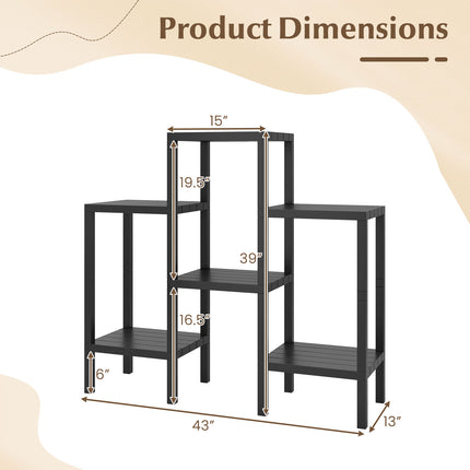 6-Tier Plastic Modular Storage Shelves for Living Room and Kitchen-Black