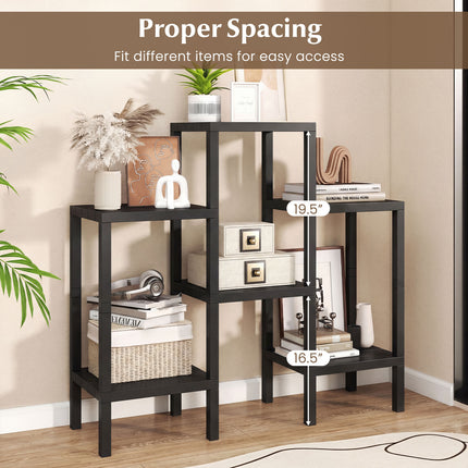 6-Tier Plastic Modular Storage Shelves for Living Room and Kitchen-Black