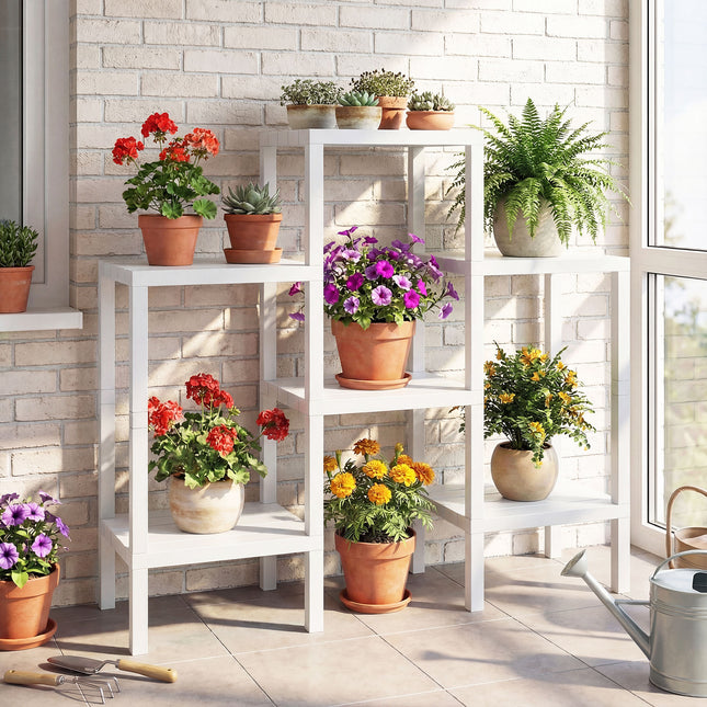6-Tier Plastic Modular Storage Shelves for Living Room and Kitchen-White